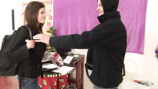 Dude with a big cock strips girlfriend and fucks her hard