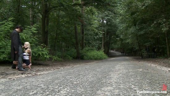 Submissive sex pet fucked in the woods