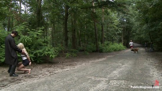 Submissive sex pet fucked in the woods