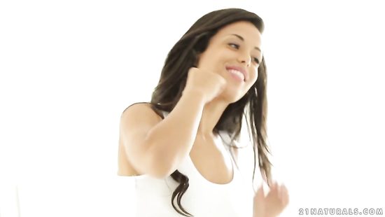 White wine makes the hot brunette slutty