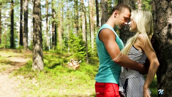 Naughty blonde roughly nailed in the forest