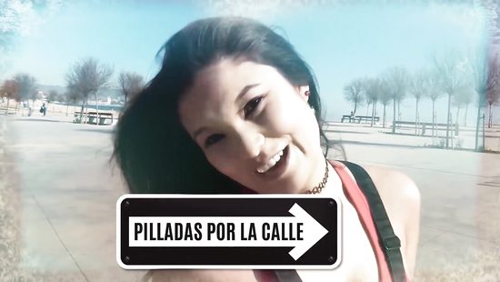 Horny brunette handling two studs