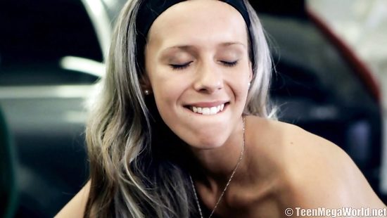 The mechanic fucking hot blonde with terrific tits and ass