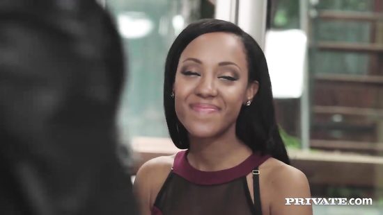 Kinky brunette graciously stomachs hardcore threesome