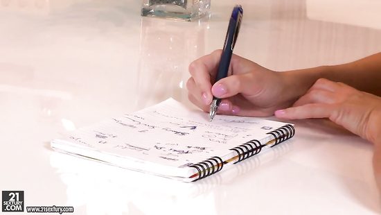 Horny schoolgirl throbbed with a jumbo white dong