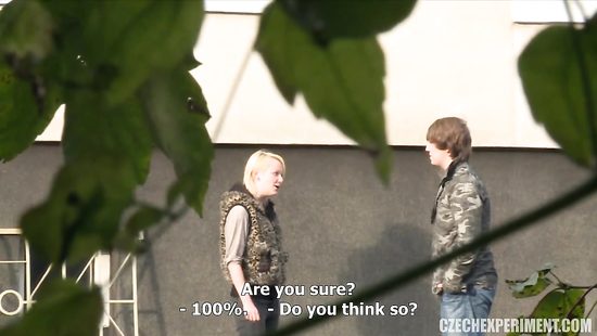 Blonde easily seduced and fucked in the woods