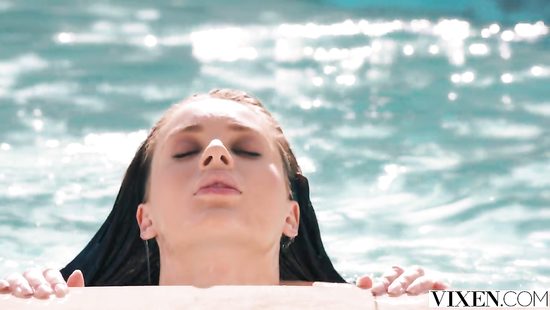 Brunette with a tiny butt tattoo riding huge cock