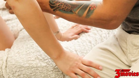 Blonde wearing a sexy black thong gets hairy pussy rammed hardcore