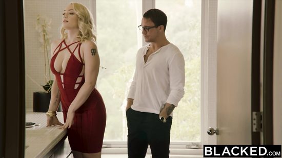 Naughty blonde stomaching her first BBC