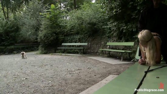 Hot blonde smashed in a public park