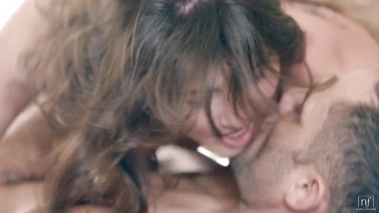 Slutty brunette sucking huge cock graciously