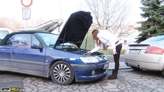 Fixing dame's car and pussy too