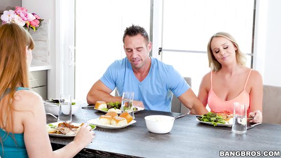 Sweet blonde riding huge white cock