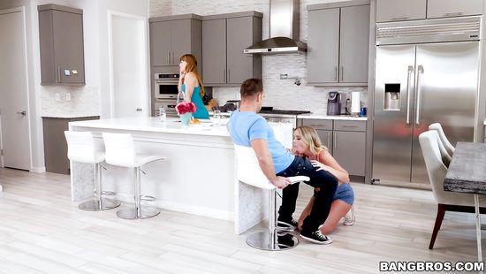 Sweet blonde riding huge white cock