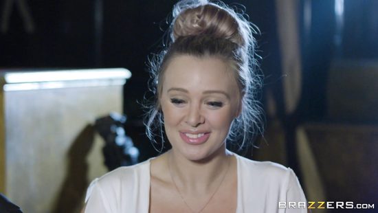 Nerdy dude fascinated by girl's alluring boobs