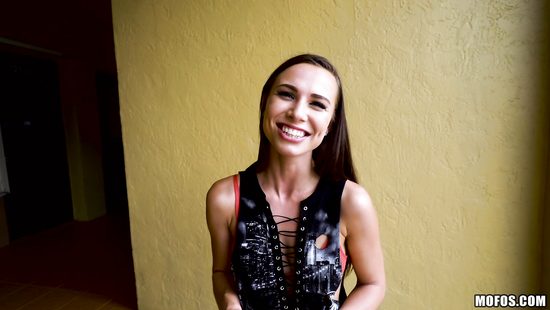 Brunette overwhelmed with the huge white cock