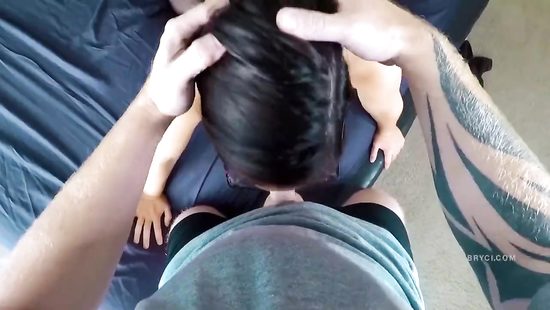 Busty brunette chugging down fresh cum