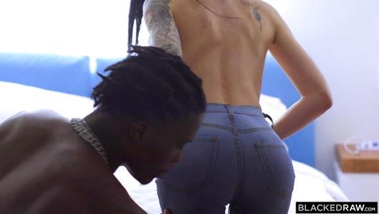 Glamorous girl fucked by a strong ebony guy