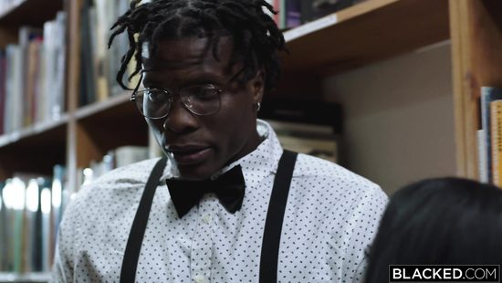 Brunette fucks with a nerdy ebony guy