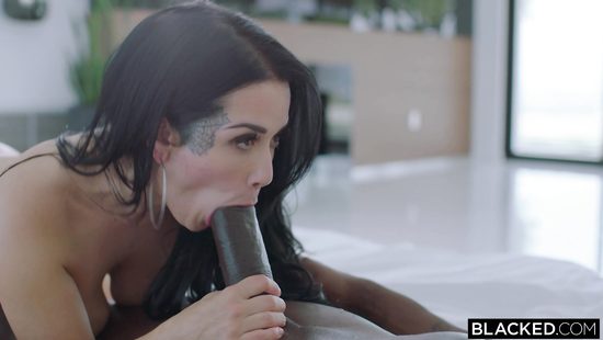 Brunette fucks with a nerdy ebony guy