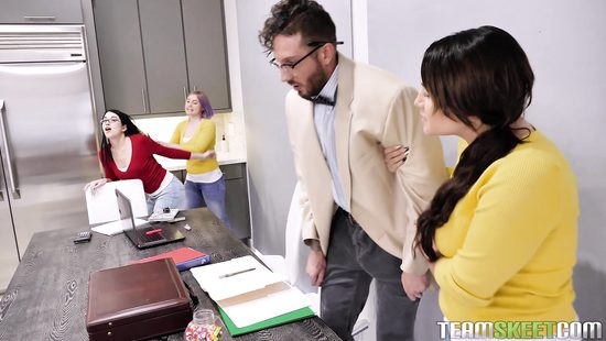 Mischievous female students fuck their professor