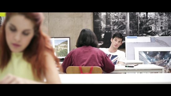 Redhead coed seduces a guy in the library