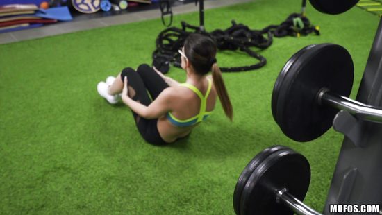 Girl gets screwed in the shower of a gym