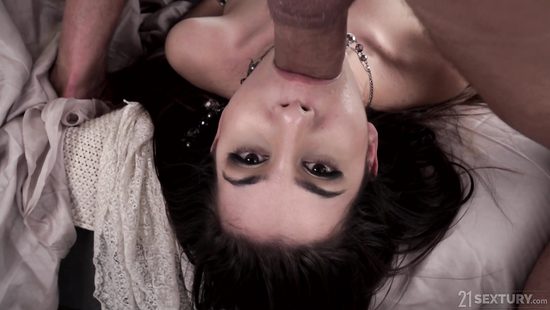 Brunette poked with massive cock