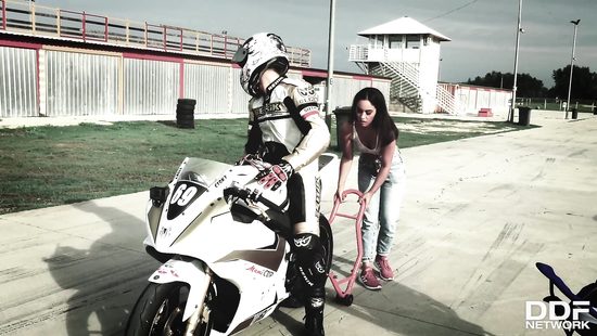 Biker drills hairless pussy of his girlfriend