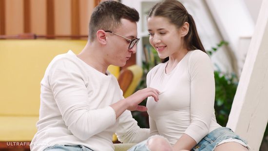 Foxy girl plays with pecker