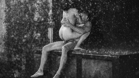 Horny couple fucking in rain