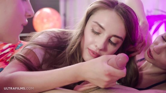 Three girls sharing lucky dude