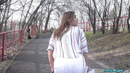 Busty babe fucked in woods