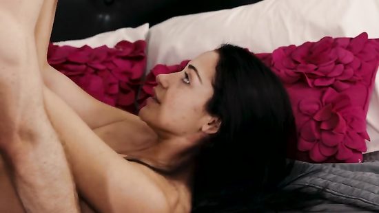 Brunette's hairy pussy is drilled