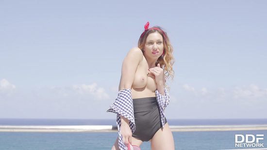 Lovely teen is flashing boobs