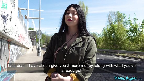 Sweet brunette blows for cash