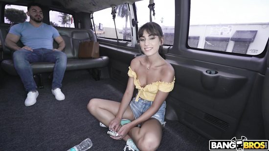 Foxy brunette fucks in car