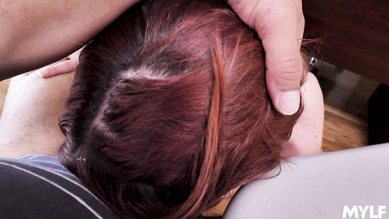 Redhead sucks big black cock