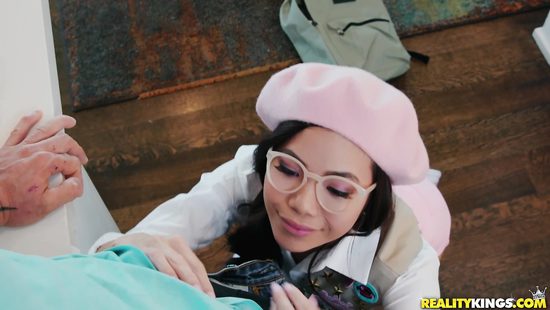 Skinny girl gets thick pecker