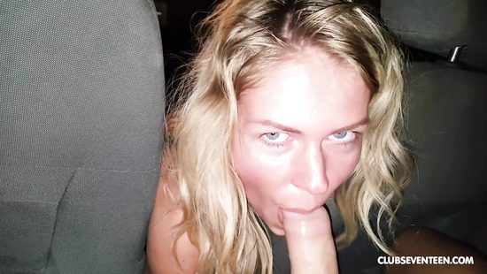 Blonde girl passionately sucks dick