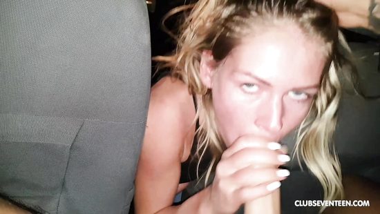 Blonde girl passionately sucks dick