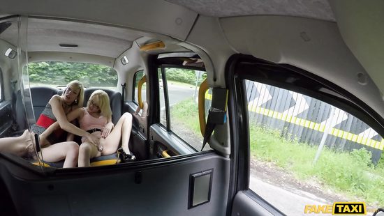 FFM threesome in fake taxi