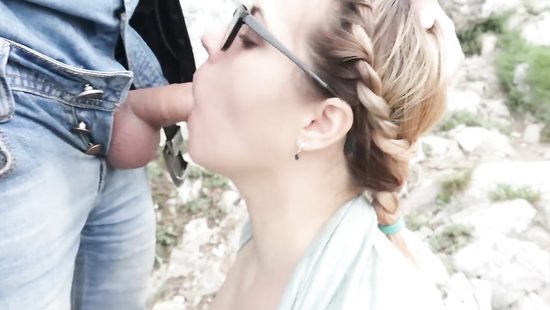 Slutty girl sucking dick outdoors