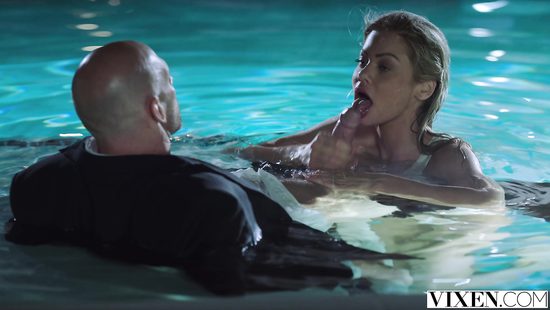 Sweet blonde sits on cock