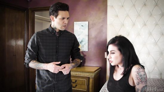 Inked couple dominating girl