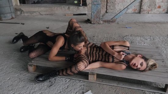 Babes in fishnets are lovemaking