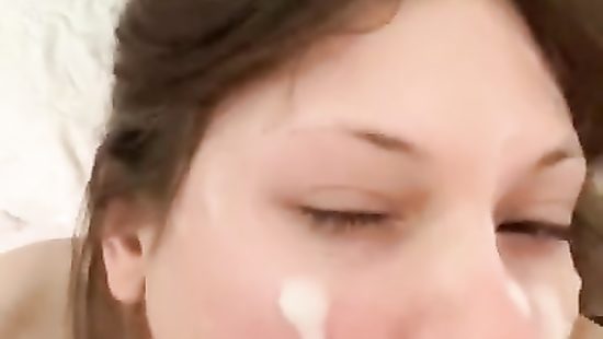 Pretty girl gets messy facial