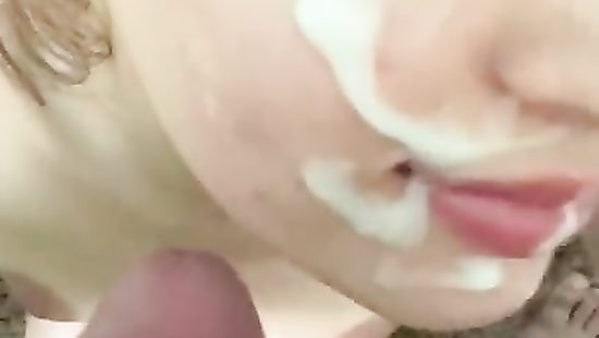 Pretty girl gets messy facial