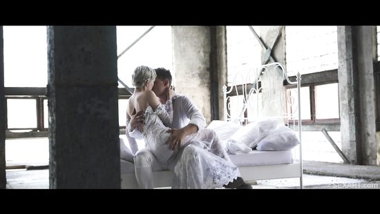 Short-haired blonde rides dick