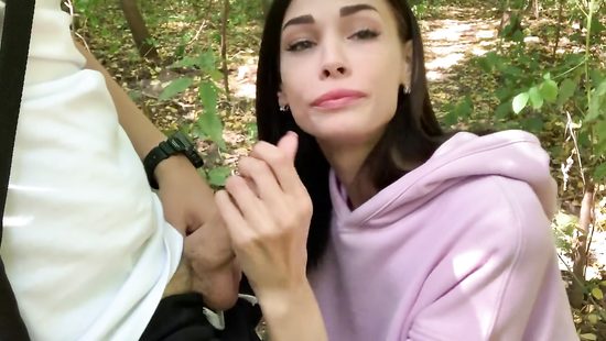 Beautiful girl sucks dick outdoors